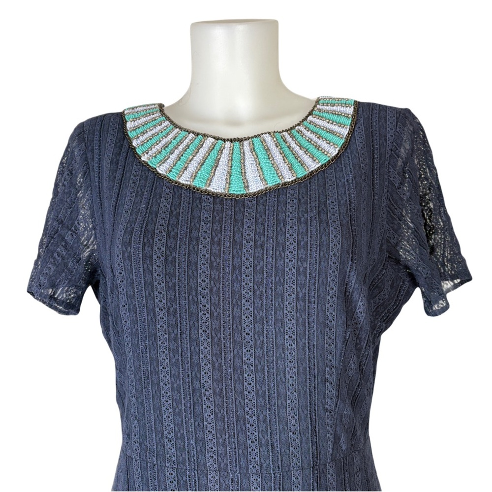 Anthropologie Brand M VK by Korovilas Blue Backless Beaded Collar Maxi Dress - Picture 6 of 9